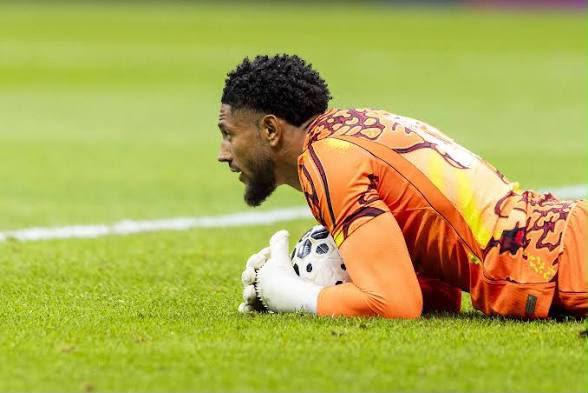 Maduka Emil Okoye on the pitch in goalkeeper kit